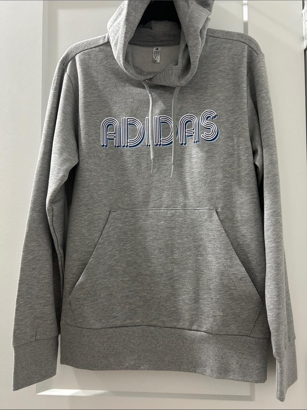 Adidas  Grey Hoodie with Navy Outline Logo